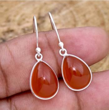 Red carnelian earrings | 925 sterling silver handmade dangle 2