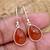 Red carnelian earrings | 925 sterling silver handmade dangle
