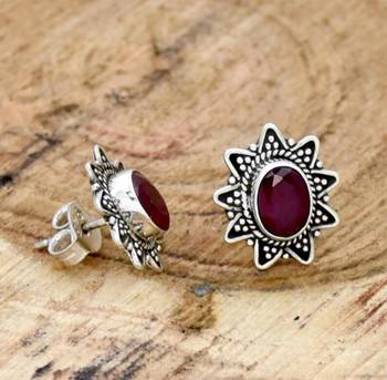 Red garnet earrings | 925 sterling silver handmade dangle earrings 2