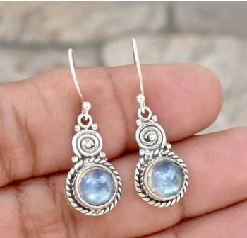 Rainbow moonstone earrings | 925 sterling silver handmade dangle 2