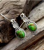 Green turquoise earrings | 925 sterling silver handmade dangle