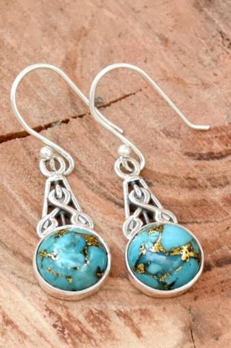 Turquoise drop hook earrings | 925 sterling silver handmade