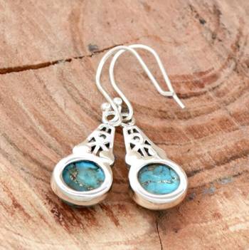 Turquoise drop hook earrings | 925 sterling silver handmade 3