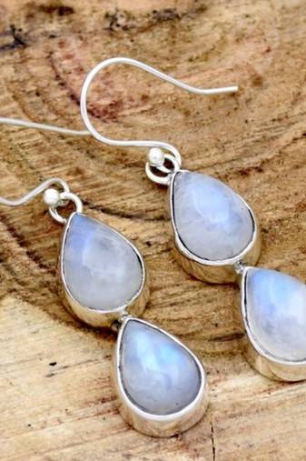 Two moonstone earrings | 925 sterling silver handmade
