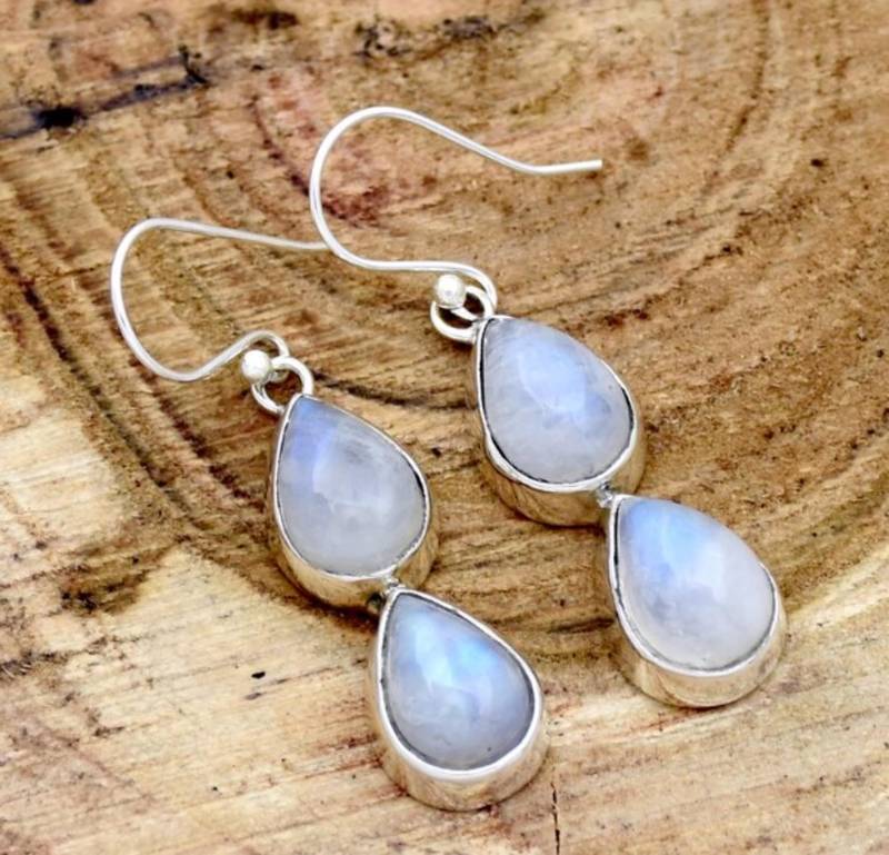 Two moonstone earrings | 925 sterling silver handmade