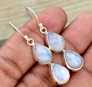 Two moonstone earrings | 925 sterling silver handmade 2