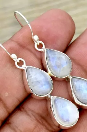 Two moonstone earrings | 925 sterling silver handmade
