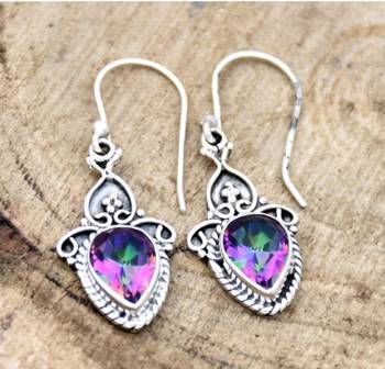 Mystic topaz earrings, mystic topaz silver earrings, mystic topaz 1