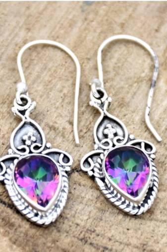 Mystic topaz earrings, mystic topaz silver earrings, mystic topaz