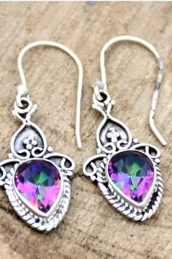Mystic topaz earrings, mystic topaz silver earrings, mystic topaz