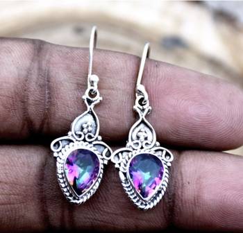 Mystic topaz earrings, mystic topaz silver earrings, mystic topaz 2