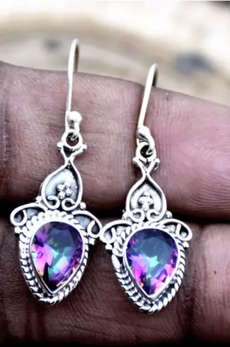 Mystic topaz earrings, mystic topaz silver earrings, mystic topaz
