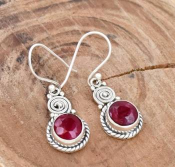 Red ruby earrings | 925 sterling silver handmade dangle earrings 1
