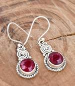 Red ruby earrings | 925 sterling silver handmade dangle earrings