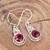 Red ruby earrings | 925 sterling silver handmade dangle earrings