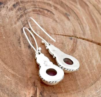 Red ruby earrings | 925 sterling silver handmade dangle earrings 3