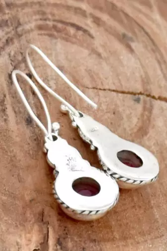 Red ruby earrings | 925 sterling silver handmade dangle earrings