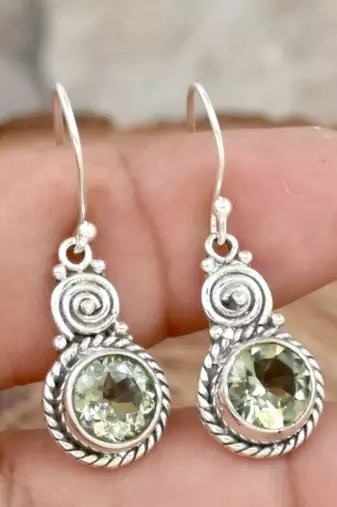 Smoky quartz earrings | 925 sterling silver handmade dangle earrings