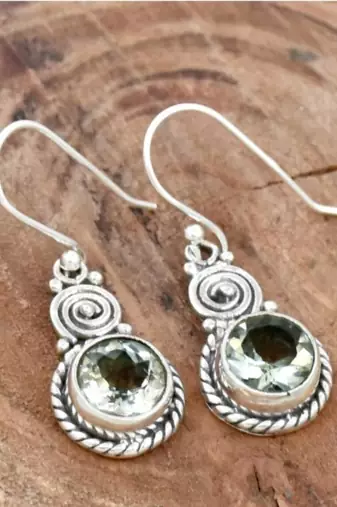 Smoky quartz earrings | 925 sterling silver handmade dangle earrings
