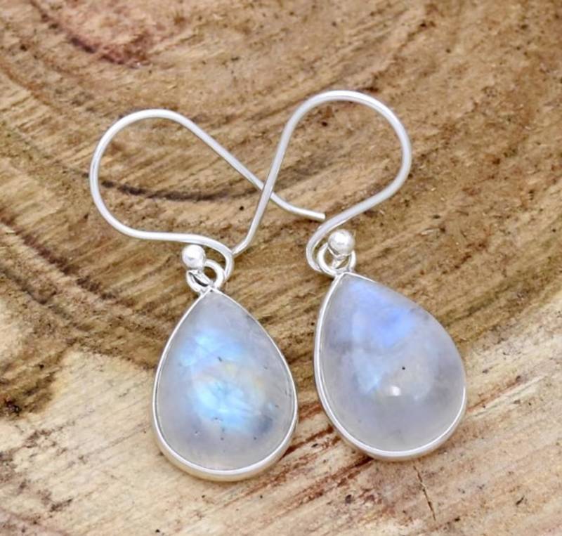 Rainbow moonstoneearrings | 925 sterling silver handmade earrings