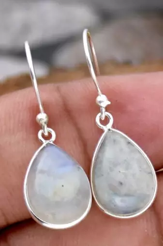Rainbow moonstoneearrings | 925 sterling silver handmade earrings