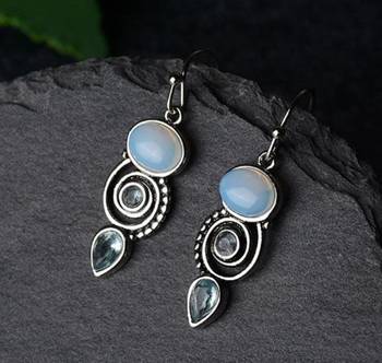 Moonstone & smoky quartz earrings | 925 sterling silver 1