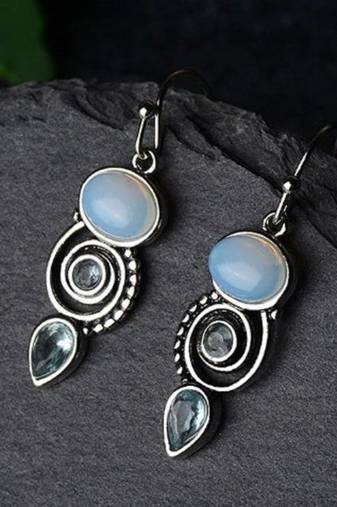 Moonstone & smoky quartz earrings | 925 sterling silver