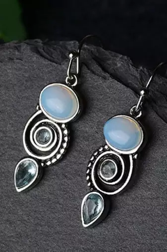 Moonstone & smoky quartz earrings | 925 sterling silver