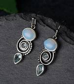 Moonstone & smoky quartz earrings | 925 sterling silver