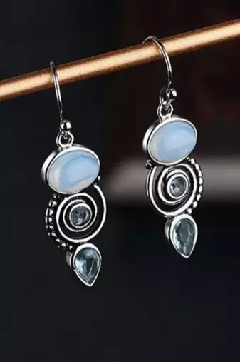 Moonstone & smoky quartz earrings | 925 sterling silver