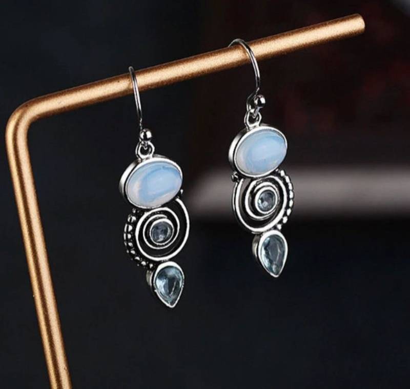 Moonstone & smoky quartz earrings | 925 sterling silver