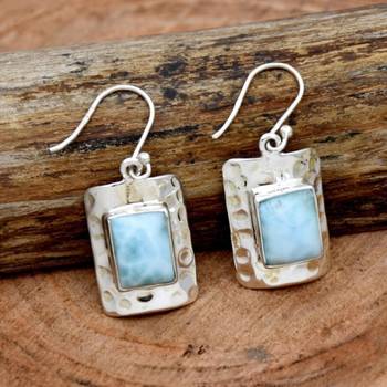 Larimar gemstone earrings | 925 sterling silver jewelry 1