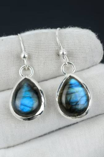 Natural labradorite earrings | 925 sterling silver dangle earrings