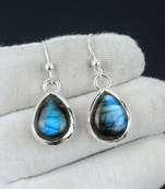 Natural labradorite earrings | 925 sterling silver dangle earrings