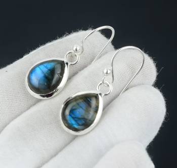 Natural labradorite earrings | 925 sterling silver dangle earrings 2
