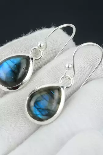 Natural labradorite earrings | 925 sterling silver dangle earrings