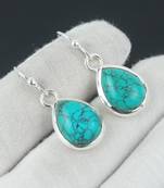 Blue turquoise earrings | 925 sterling silver dangle earrings