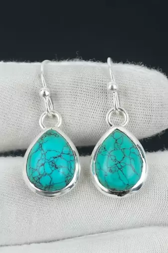 Blue turquoise earrings | 925 sterling silver dangle earrings