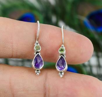 Amethyst earrings | 925 sterling silver dangle earrings | february birthstone 2