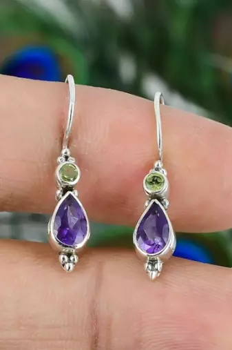 Amethyst earrings | 925 sterling silver dangle earrings | february birthstone