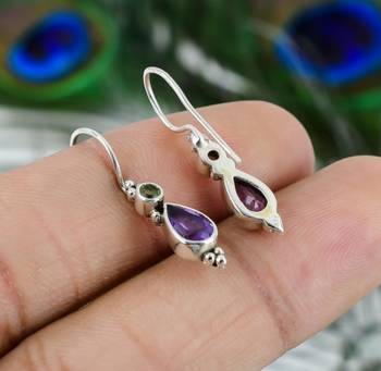 Amethyst earrings | 925 sterling silver dangle earrings | february birthstone 3