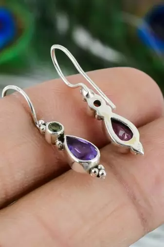 Amethyst earrings | 925 sterling silver dangle earrings | february birthstone