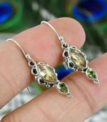 Peridot & citrine hook earrings | 925 sterling silver dangle earrings