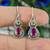 Peridot & ruby hook earrings | 925 sterling silver dangle earrings