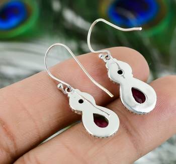 Peridot & ruby hook earrings | 925 sterling silver dangle earrings 3