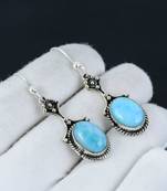 Larimar earring 925 sterling silver earrings real gemstone jewelry