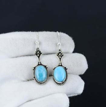 Larimar earring 925 sterling silver earrings real gemstone jewelry 2