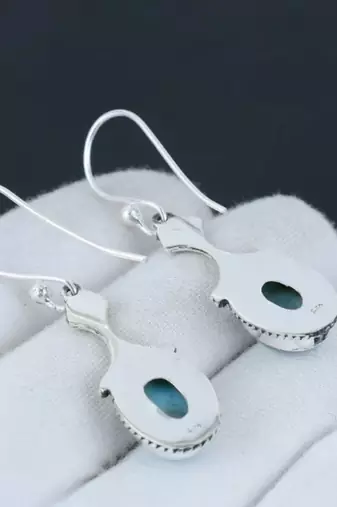 Larimar earring 925 sterling silver earrings real gemstone jewelry