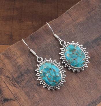Turquoise hook earrings | 925 sterling silver dangle earrings 1