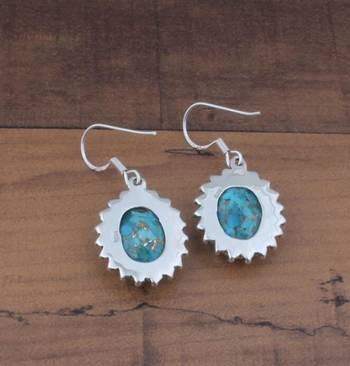 Turquoise hook earrings | 925 sterling silver dangle earrings 2